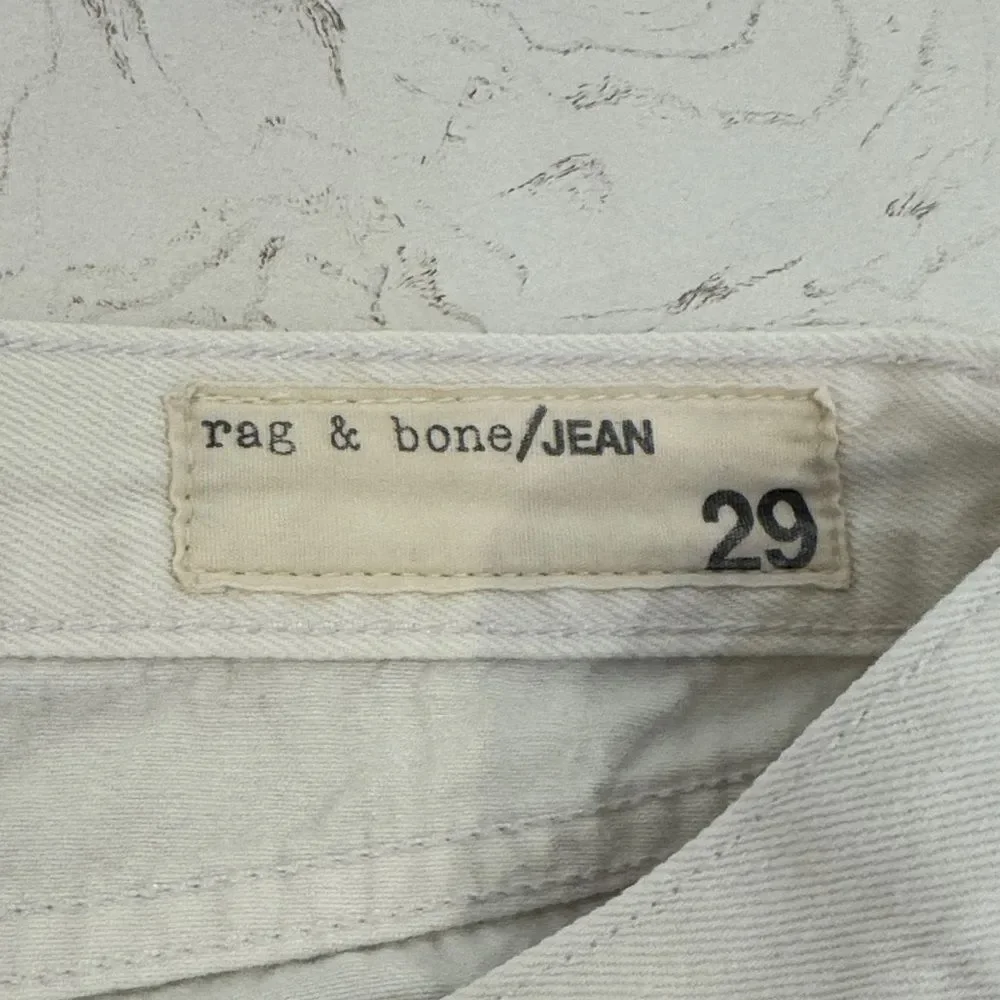 rag & bone Off-White Distressed Denim Cutoff Shorts